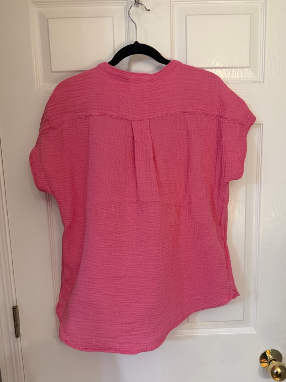 Faherty Pink Short-Sleeve Button Top - Picture 7 of 9